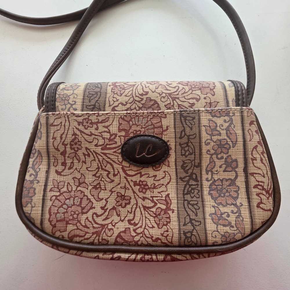 Liz Claiborne Bag Vintage Y2K Crossbody Brown Floral Cottagecore Boho Small - Picture 3 of 15